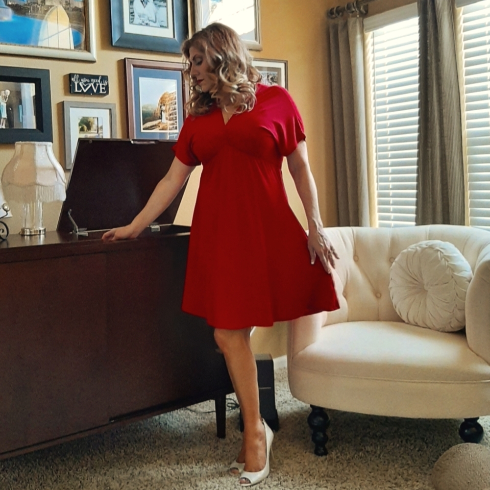 r. tease Red Knit Dress: size Large